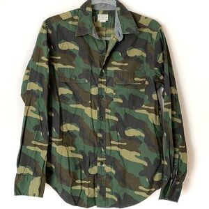 J. Crew Factory camo button down shirt size Small